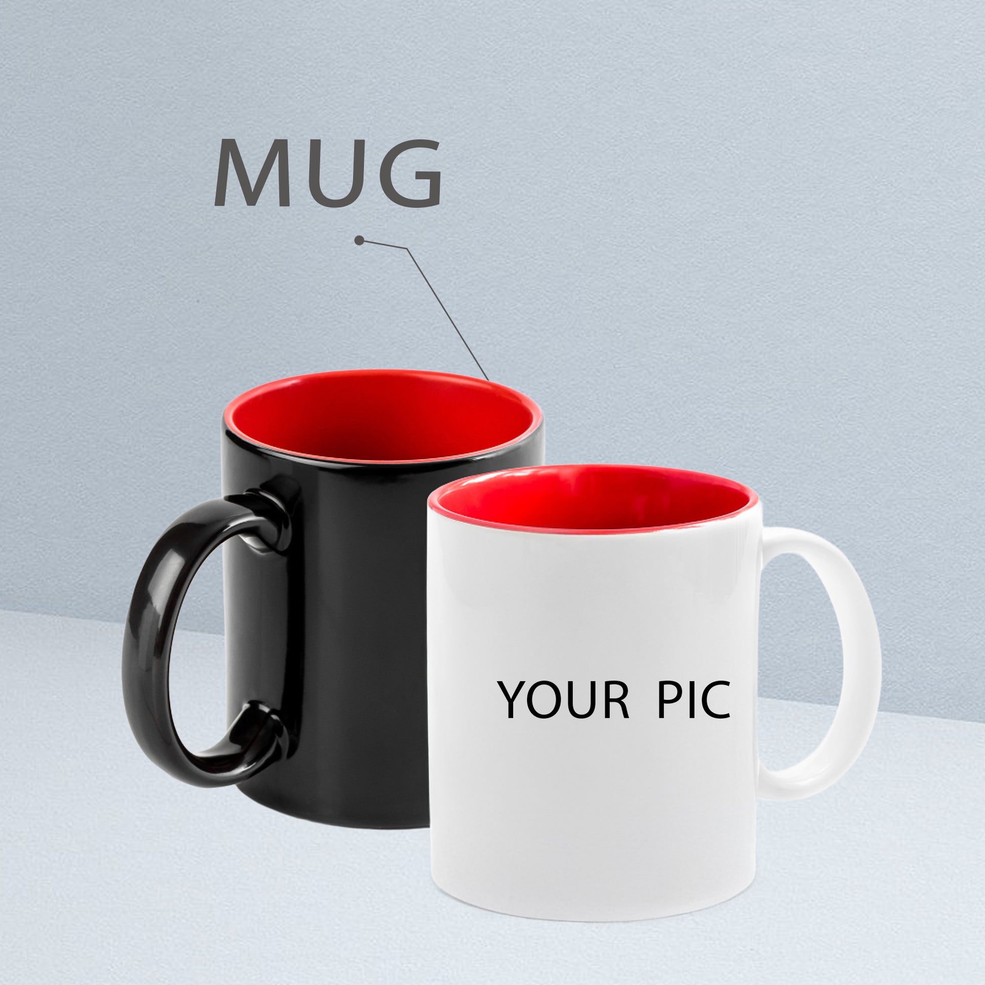 Custom Photo Mug with Red Inner Colour – Personalized Printed Mug for Gifting & Branding