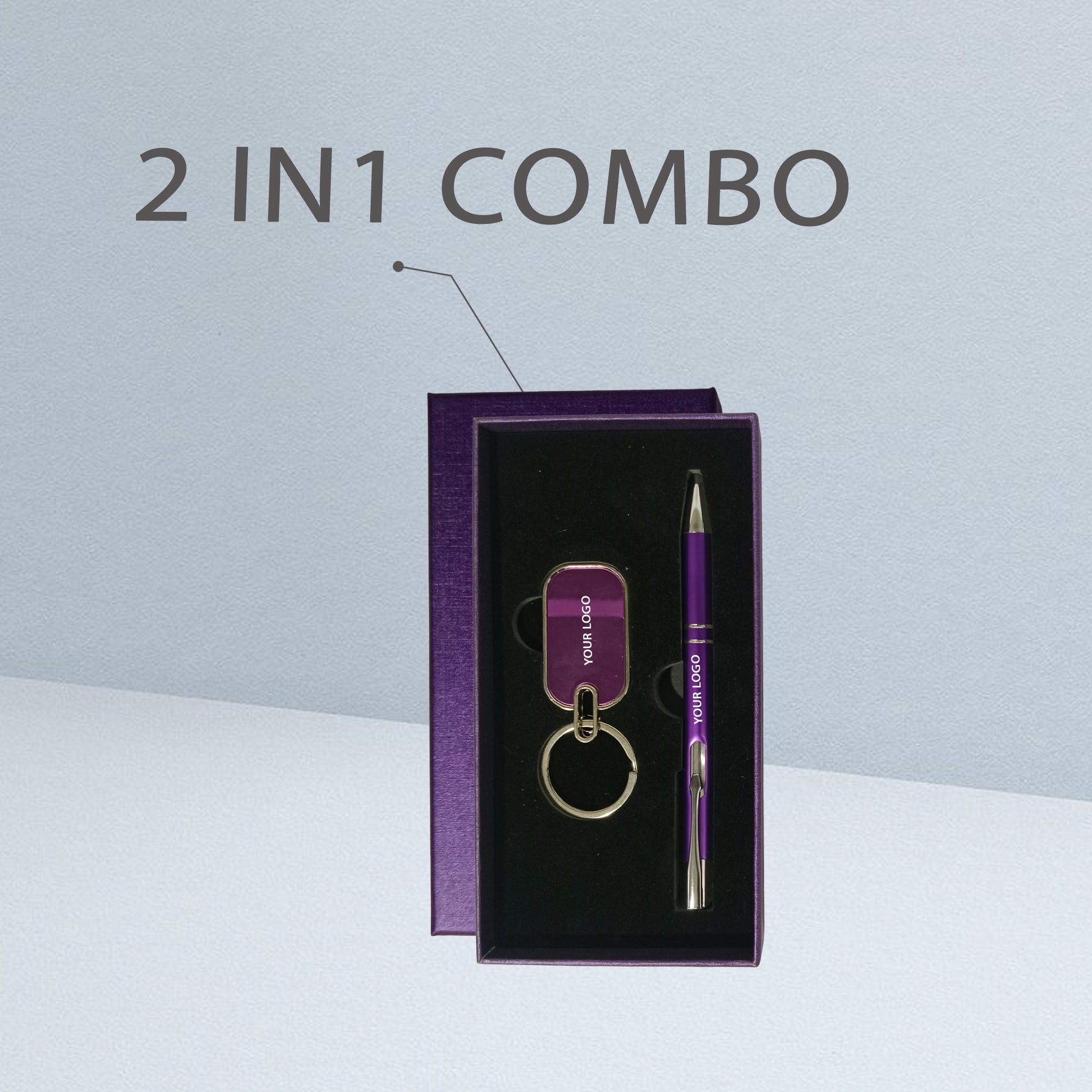 Personalized 2-in-1 Pen & Keychain Gift Combo | Blue | Premium Gift Combo