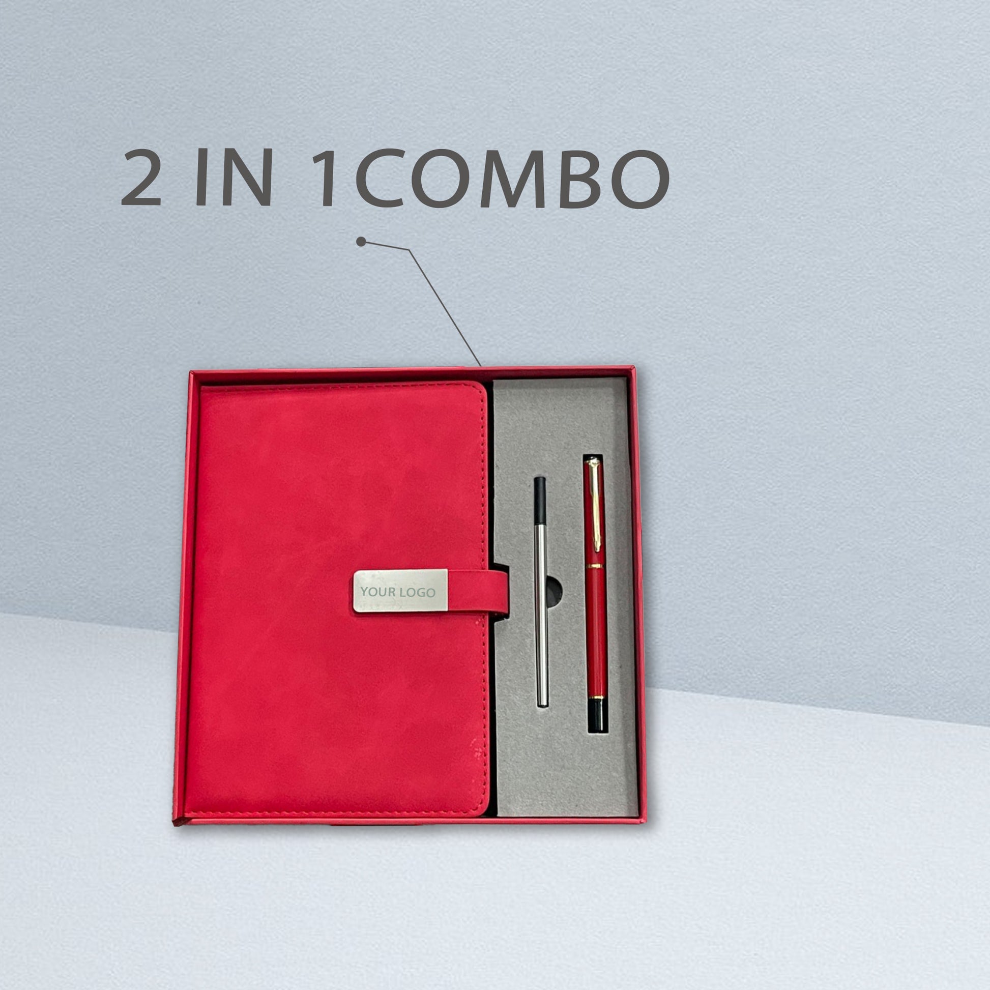 Luxury Red Diary & Pen Gift Set – Personalized Corporate Gift with Custom Nameplate
