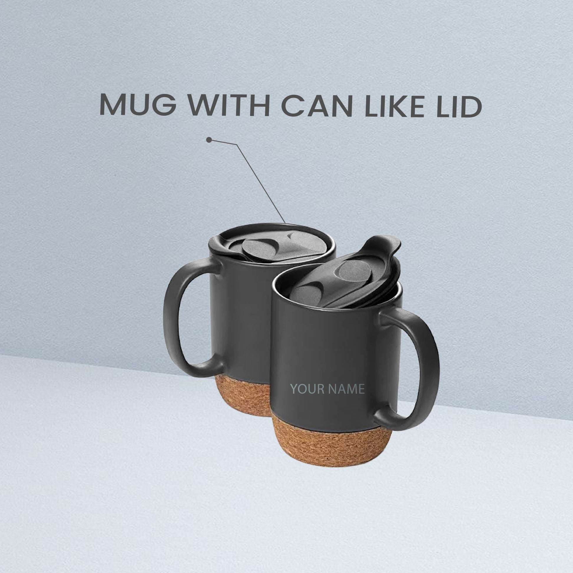 Personalized Mug with Can-Like Lid – Premium Cork Base Cup | Custom Corporate Gift 2025