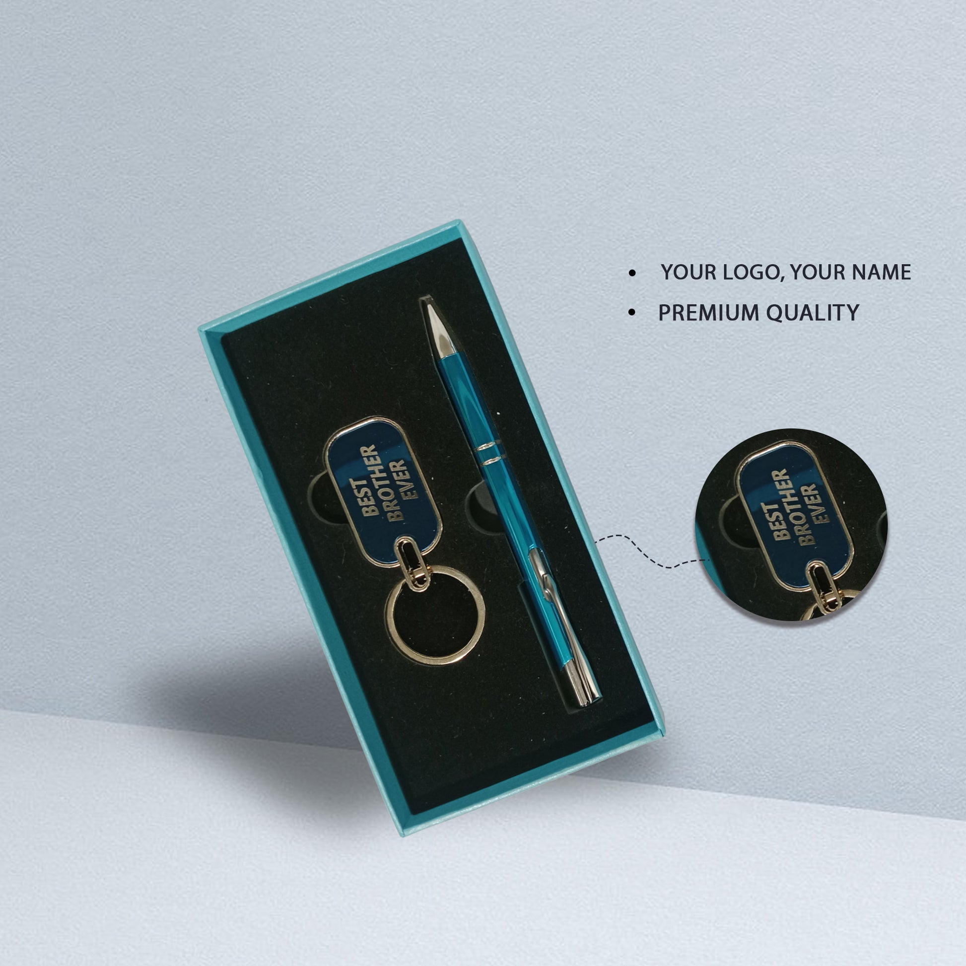 Personalized 2-in-1 Pen & Keychain Gift Combo | Black | Premium Gift Combo