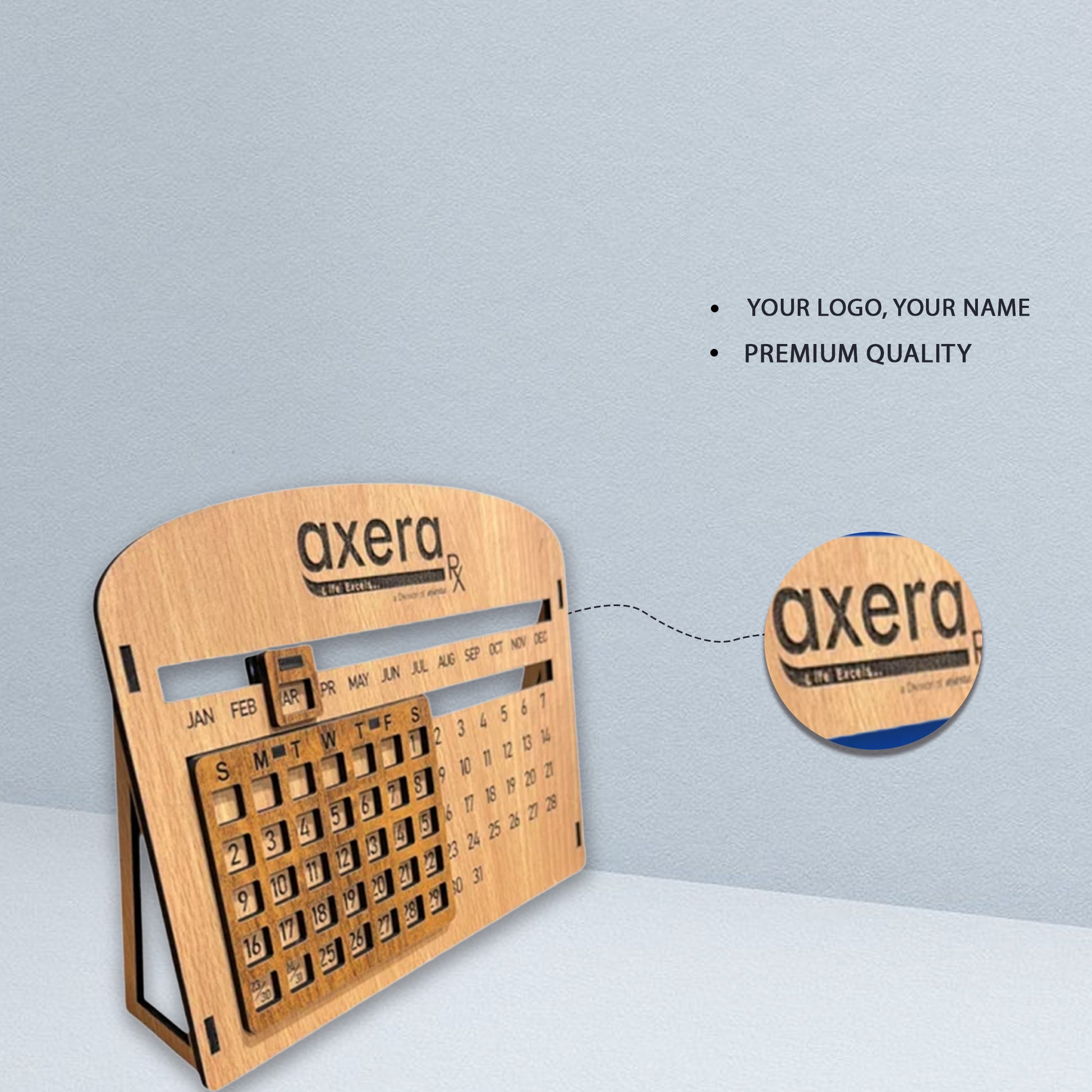 MDF Desk Calendar – Personalized Wooden Calendar for Office Desk | Custom Corporate Gift