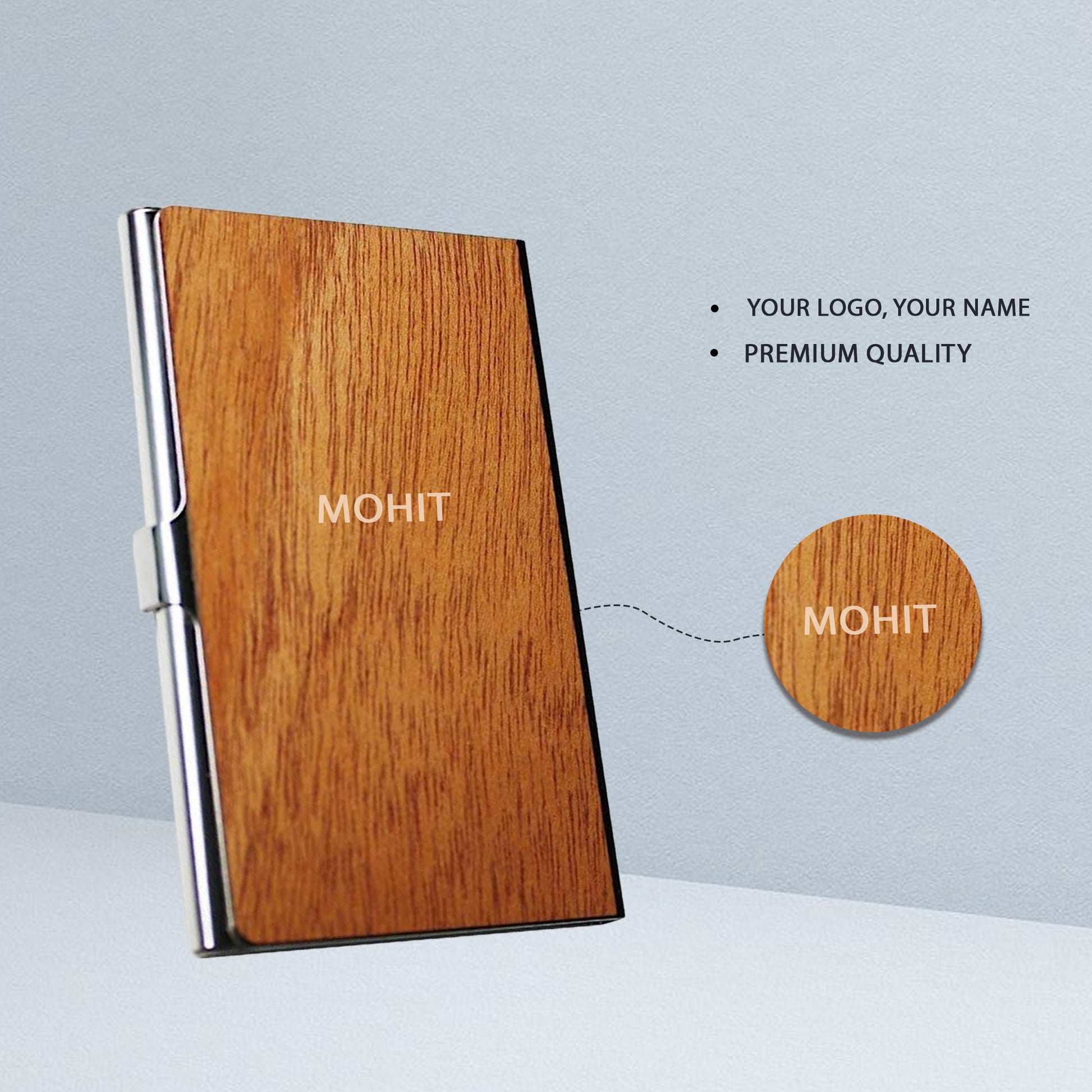 Custom Wooden Business Card Holder – Personalized Metal Card Case | Premium MDF Engraved Design