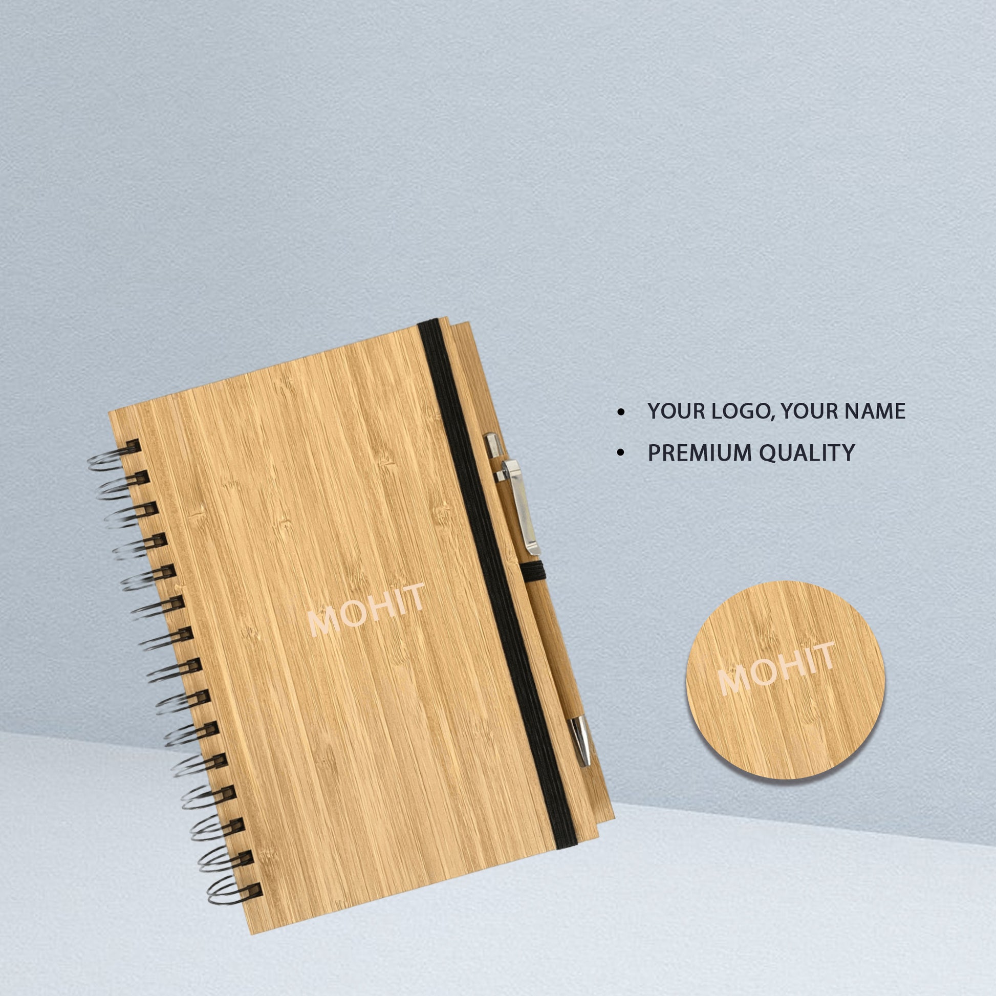 Custom Wooden Notebook with Pen – Personalized Stationery Gift Combo | Premium 2-in-1 Set