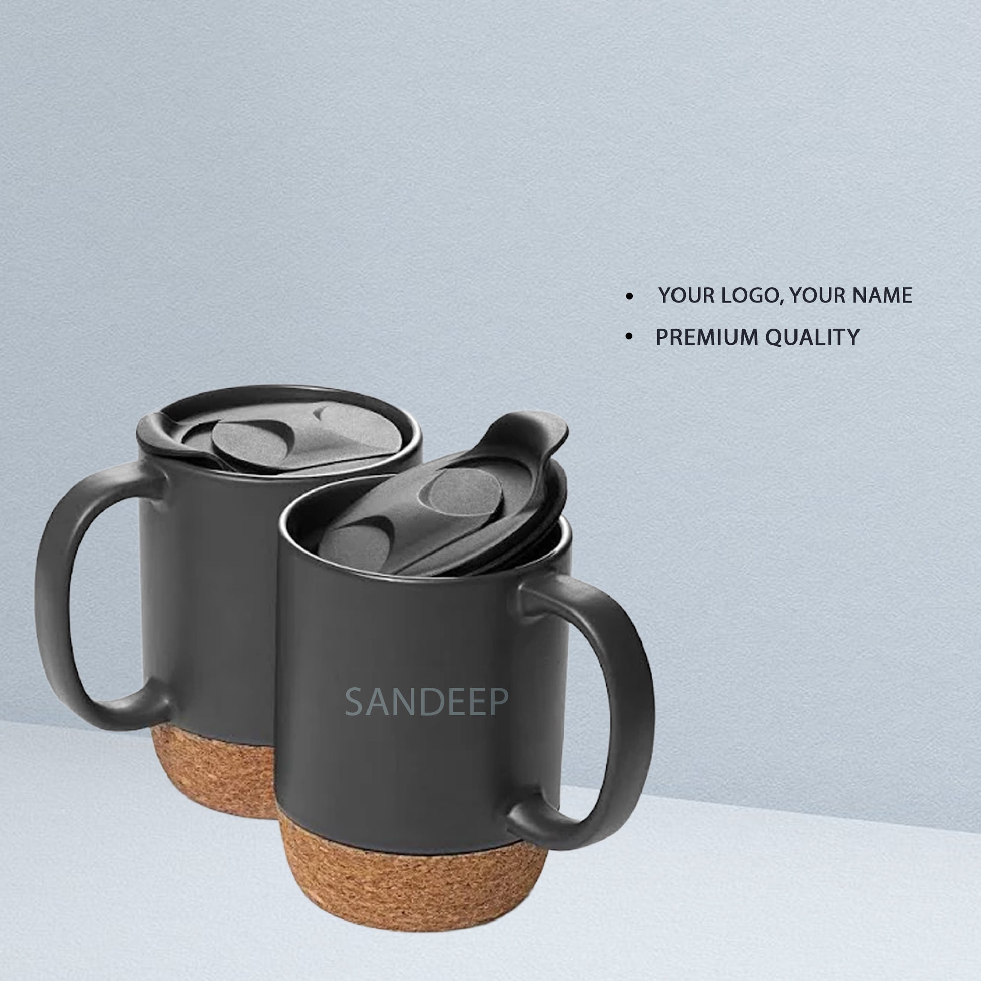 Personalized Mug with Can-Like Lid – Premium Cork Base Cup | Custom Corporate Gift 2025